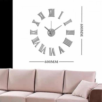 Ason Decor Decorative Wall Clock Roman Numerals - 600 x 600 mm - Silver