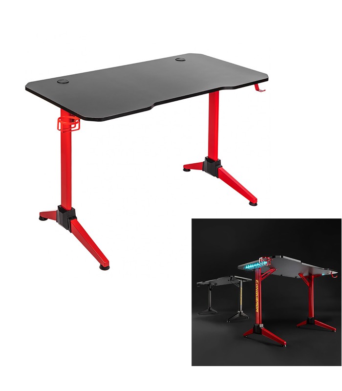 Ason Decor Ergonomic Computer Gaming Desk - 120 cm x 60 cm - Red and Black