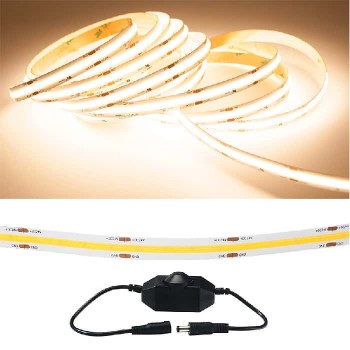 Ason Decor Bande DEL COB flexible avec gradateur - 24 V - 320 DEL/m - IP20 - 3000 K - 5 mètres