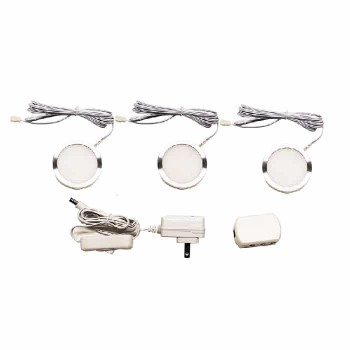 Ason Decor Ensemble de 3 rondelles d'éclairage DEL avec interrupteur - 120 V - 2.5 W - 3000 K/4000 K - Chrome