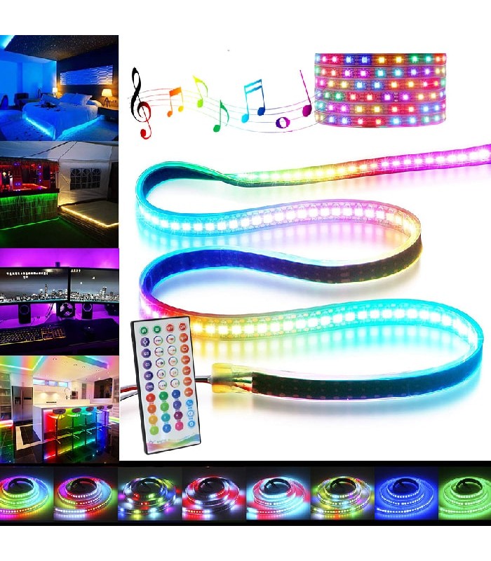 Ason Decor Sync to Music Flexible LED Strip with Remote Control - 12 V - 24 LEDs/m - IP65 - RGB Adressable - 5 m