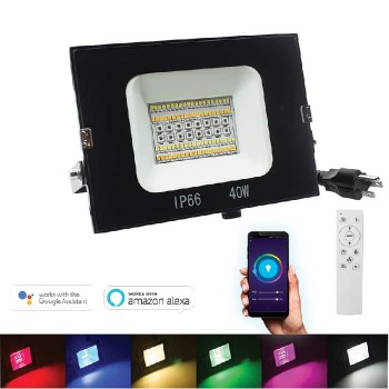 Ason Decor Projecteur de lumière DEL avec télécommande RF - Wi-Fi - RVB/TCC - IP66 - 40 W