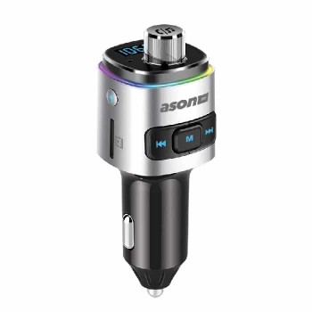 Ason Tech Bluetooth FM Transmitter with USB and USB-C Charging Port and Volume Control for Vehicle - Micro SD/Voice Assistants