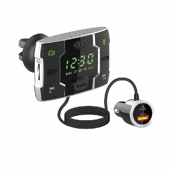 Ason Tech  Émetteur FM Bluetooth avec ports de chargement rapide USB et USB-C pour grille d'aération de véhicule - AUX/Micro SD/Assistants vocaux