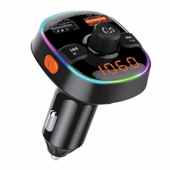 Ason Tech Émetteur FM avec port de charge USB pour voiture - Contrôle de volume - RVB - Bluetooth V 5.0