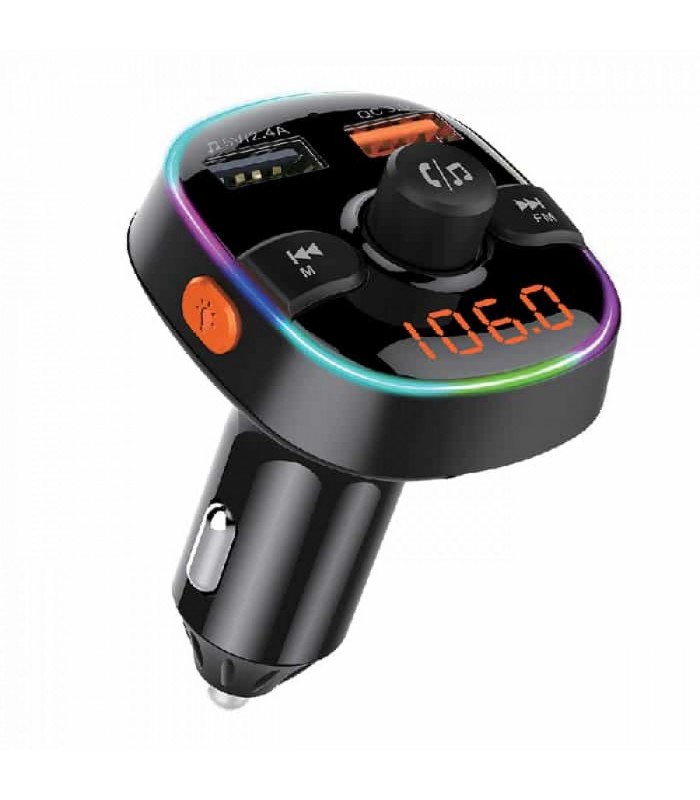 Ason Tech FM Transmitter with USB Charging Port for Car - Volume Control - RGB - Bluetooth V 5.0