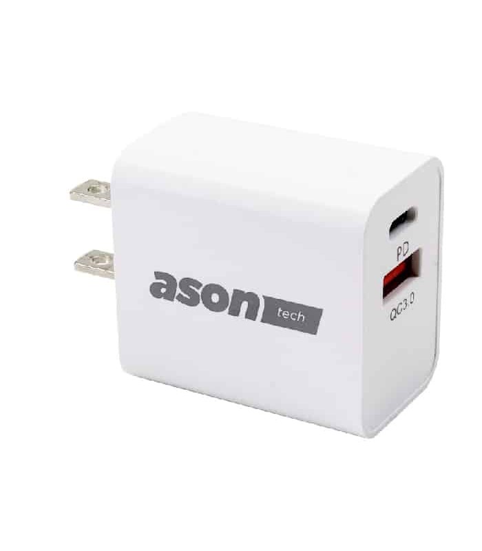 Ason Tech Adaptateur de charge mural rapide à ports USB-C et USB-A intelligents - 20 W - 3 A