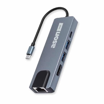 Ason Tech USB-C Multiport Hub - USB/RJ45/HDMI 4K/PD - 5 Ports