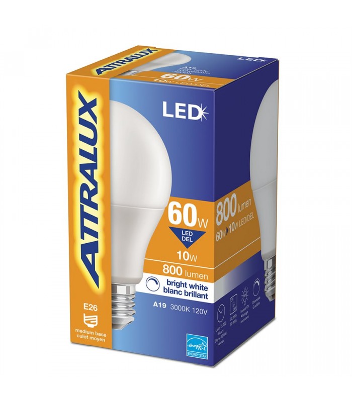 Attralux Bulb A19 LED Dimmable 10W Bright White