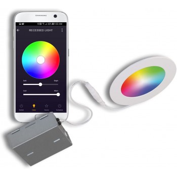 Bazz Smart Wifi RGB LED Recessed Light Fixture 4 in. - White