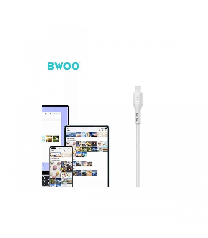 BWOO BO-X172L USB Data Cable, Lightning, White, TPE, 1.0m, 5V 3A