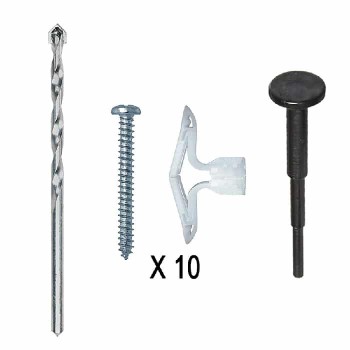 Cobra Anchors Nylon Toggle Bolt 1/4in M X 1-1/4 in with #8 Screws and 1/4in Drill Bit for Dry Wall and Concrete - Pack of 10