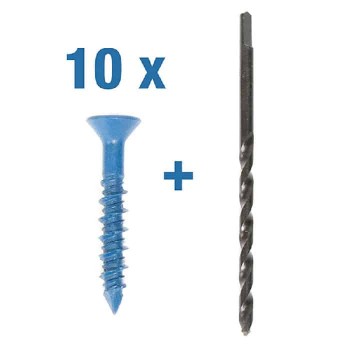 Cobra  Vis à béton à tête plate - 1-1/4 x 3/16 po. avec mèche 5/32 po. - Paquet de 10