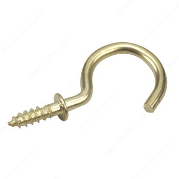 Cup Hook 1/2 in Brass - Pack of 12