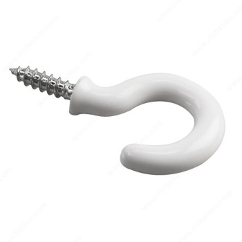 Cup Hook 7/8 in White - Pack of 6