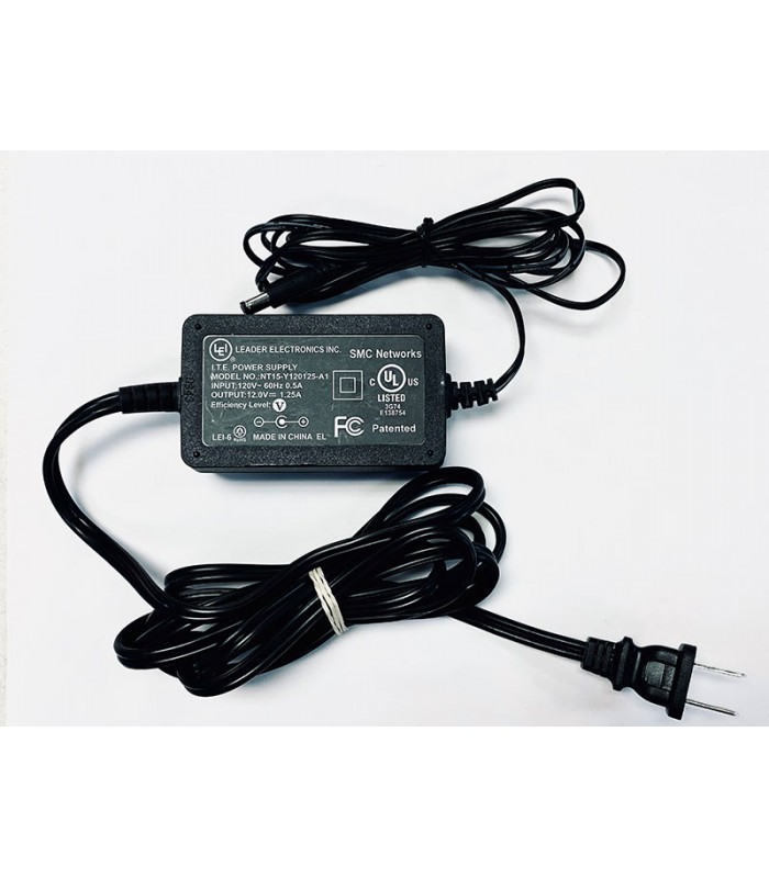 DC Power Adaptor 12V / 1.25A cUL Listed with 12ft Power Cord