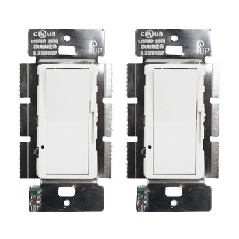 Decora Slide Wall Dimmer with Preset Switch - Single Pole/3-Way - White - Pack of 2