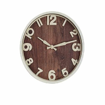 Decorative Round Wall Clock - 300 mm - Walnut