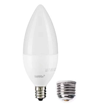 Dimmable LED Torpedo Type B Bulb - 120V - 3W - E12 with E26 Adapter - 5000K - Pack of 2