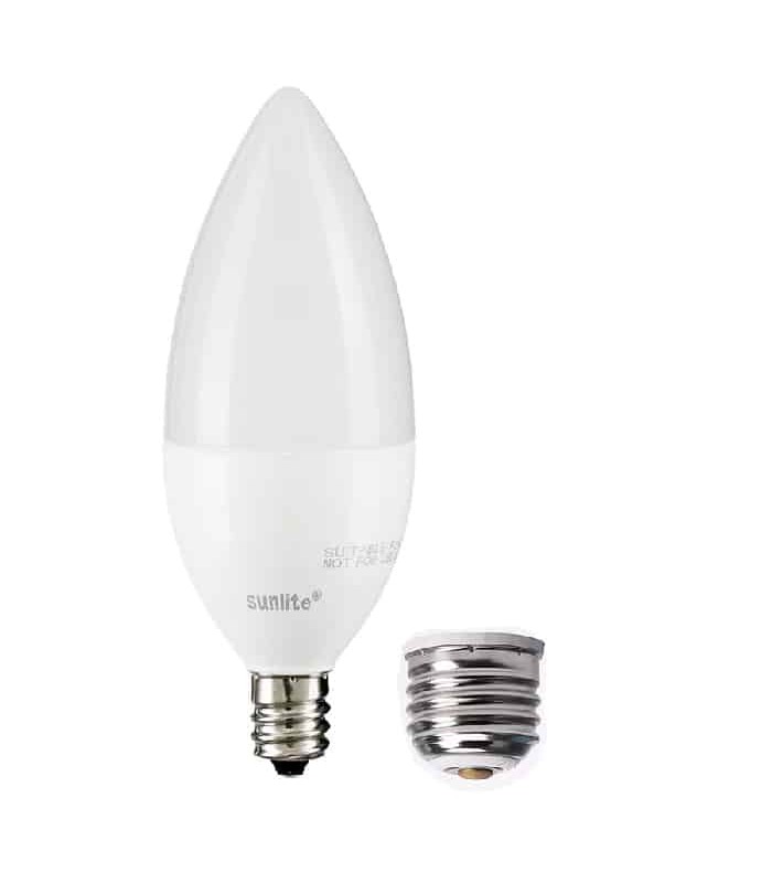 Dimmable LED Torpedo Type B Bulb - 120V - 3W - E12 with E26 Adapter - 5000K - Pack of 2