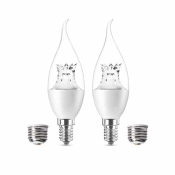 Dimmable LED Type B Bulb - 120V - 3W - E12 with E26 Adapter - 5000K - Pack of 2