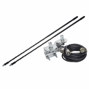 Antenne double de CB avec supports et câble - Noir - 91.4 cm