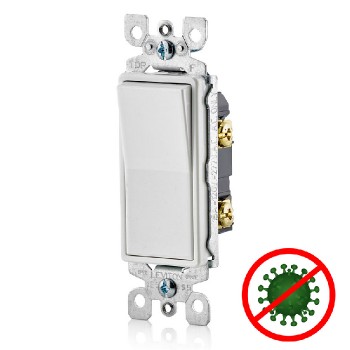 Interrupteur mural Décora simple antimicrobien - Unipolaire - 120 V/227 V - 15 A - Bl