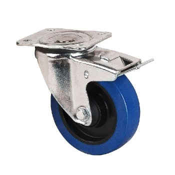 Elastic Rubber Swivel Caster with Brake 6 in - 300 lbs