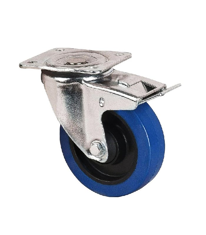 Elastic Rubber Swivel Caster with Brake 6 in - 300 lbs