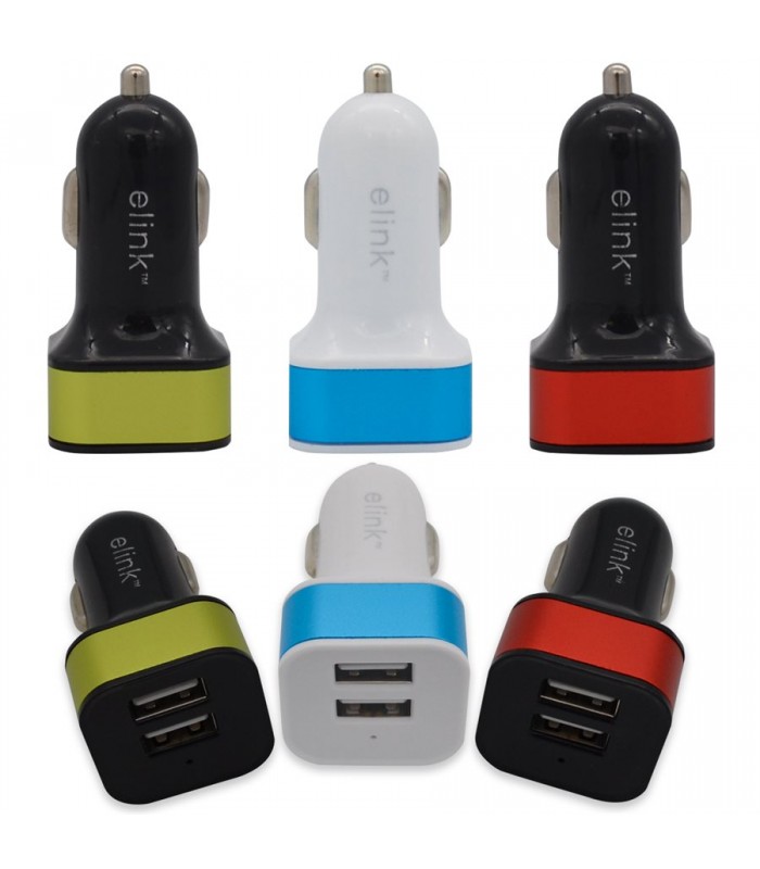 eLink Chargeur voiture 3.1A a 2 ports USB