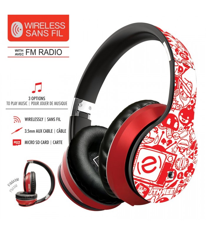 Escape Wireless stereo headphone with microphone, Red