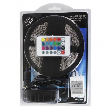 Global Tone Ensemble ruban DEL RGB 5050 , contrôleur et alimentation, IP65, 5m