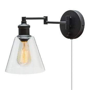 Globe Applique mural d'intérieur enfichable ou câblé - 60 W - Bronze foncé