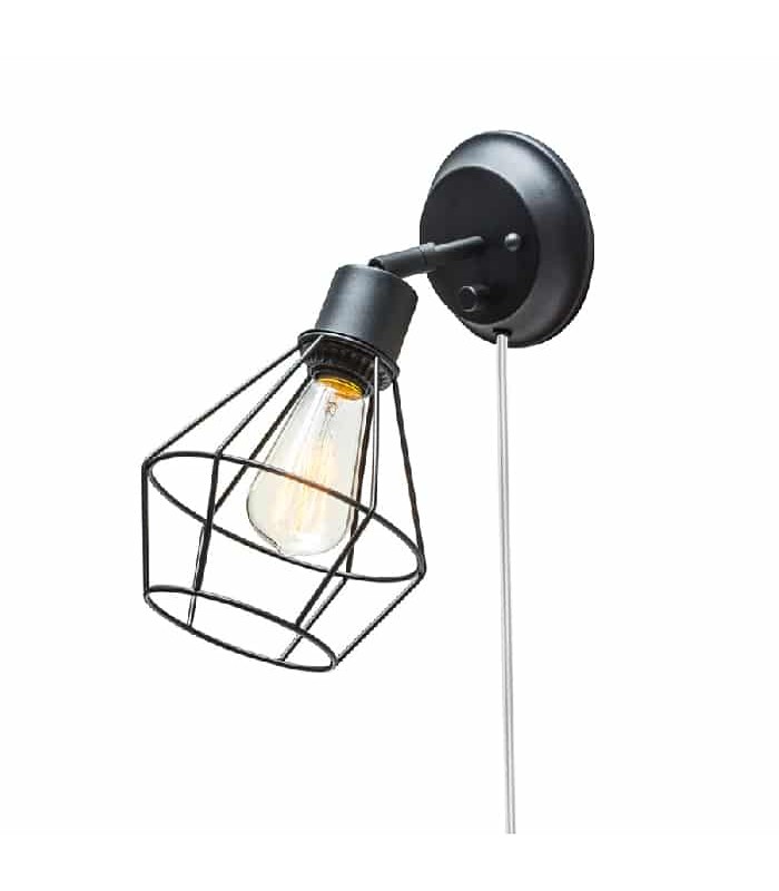 Globe  Plug-in or Wired Indoor Wall Sconce Light - 60 W - Matte Black