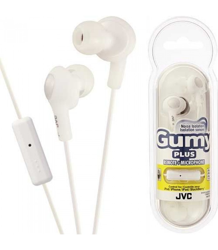 JVC HA-FR6-W Gumy Plus Earbud Headphones With Microphone - White