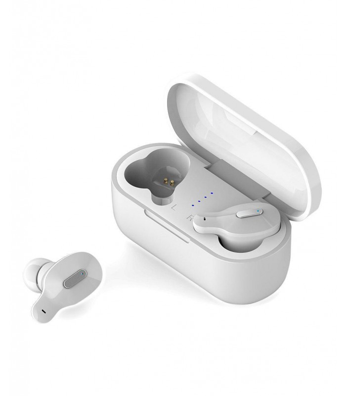 LAX Laud Casque d'écoute Bluetooth True Wireless avec Boîtier de recharge - Blanc