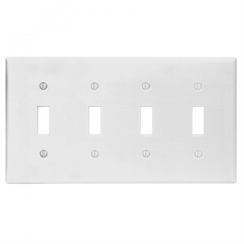Leviton 4 Gang White Toggle Plate - White