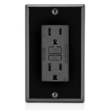 Leviton Prise Décora DDFT Double NEMA 5-15R - 125 V - 15 A - Noir