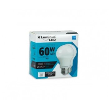 Ampoule DEL A19 8.5 Watt Blanc Froid  à intensité réglable de Luminus LED - Paquet de 2