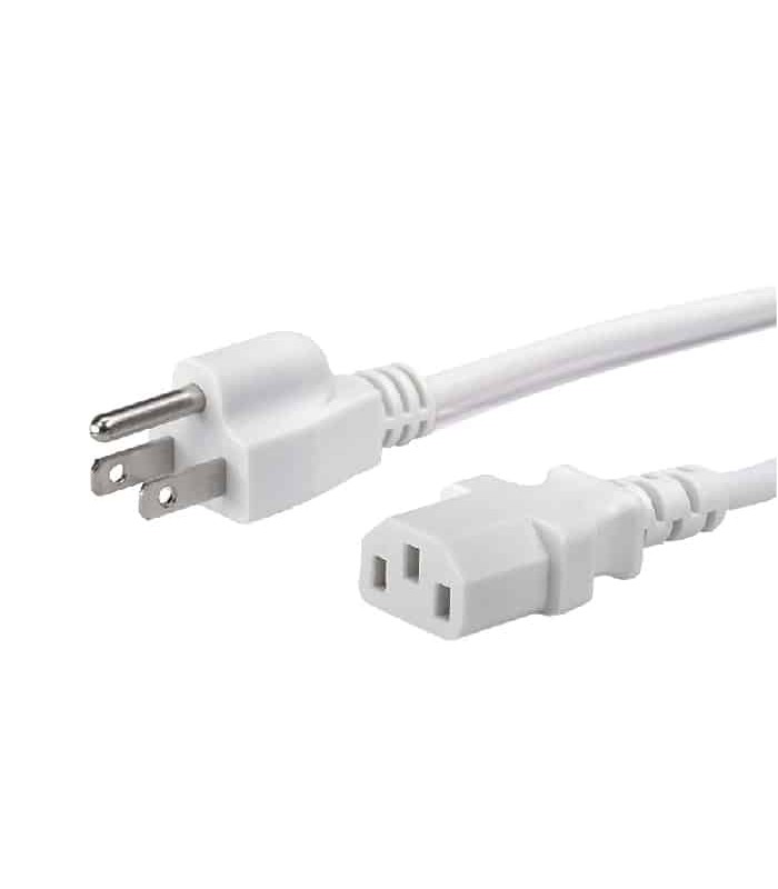 Cordon d'alimentation CA NEMA 5-15P à C13 - 3C/18 AWG - Blanc - 2 m