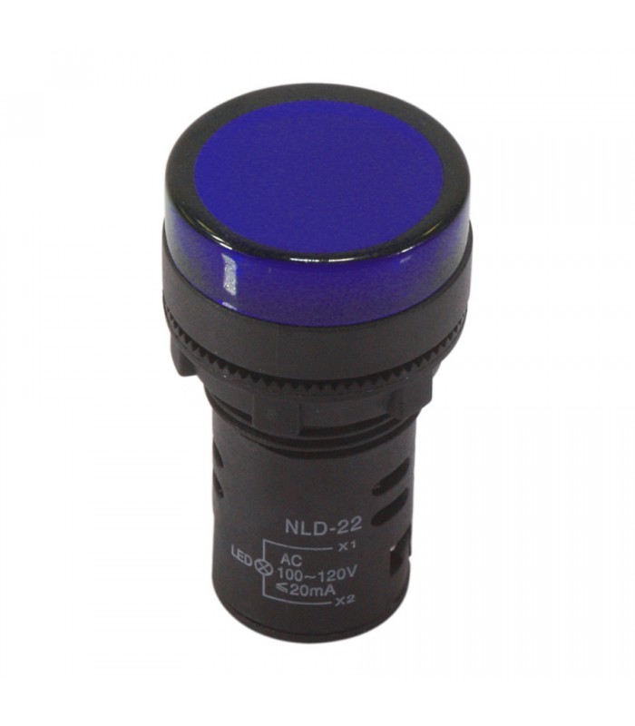 NHD LED Pilot Lamp - Flush Head - 100-120 V AC - Blue