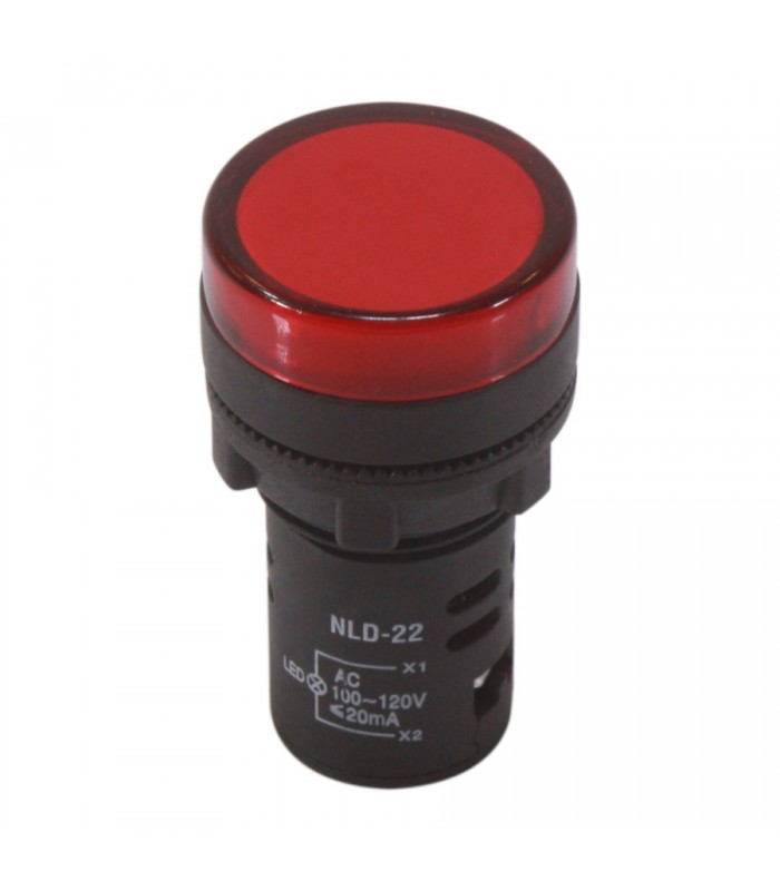 NHD LED Pilot Lamp - Flush Head - 100-120 V AC - Red