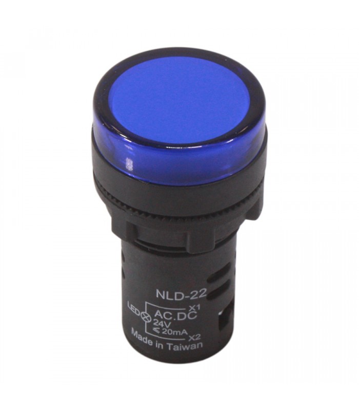 NHD LED Pilot Lamp - Flush Head - 24 V AC/DC - Blue