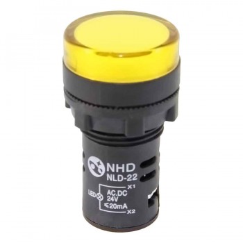 NHD Témoin lumineux DEL - Tête affleurante - 24 V CA/CC - Jaune