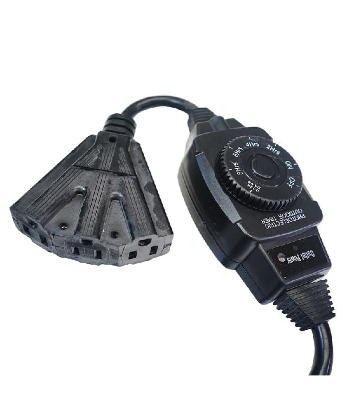 Outdoor 3-Outlet with Photoelectric Sensor and Timer