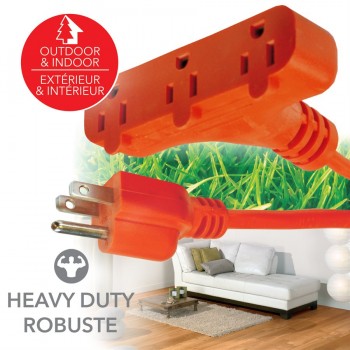 Rallonge électrique pour l'extérieur - 4,6m à 3 prises