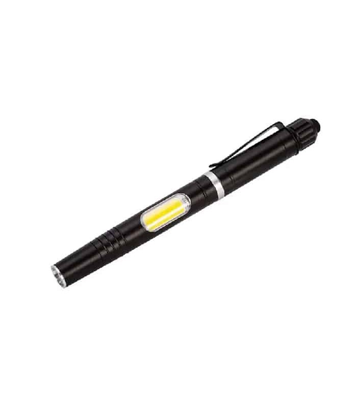 Lampe de poche DEL style crayon avec lampe de travail COB et emboute tactile - 80 lumens