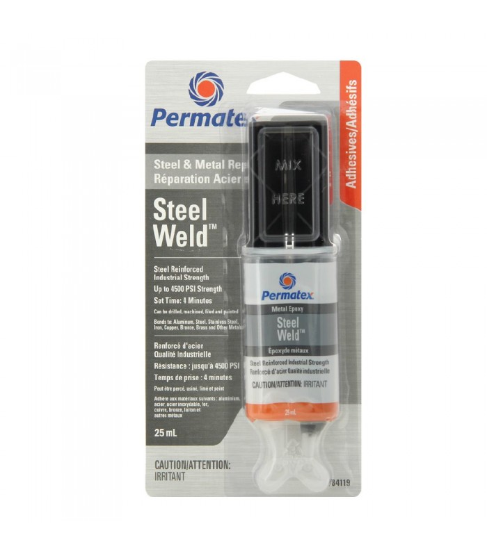 Époxyde 4 minutes Steel Weld de PERMATEX Seringue de 25 ml