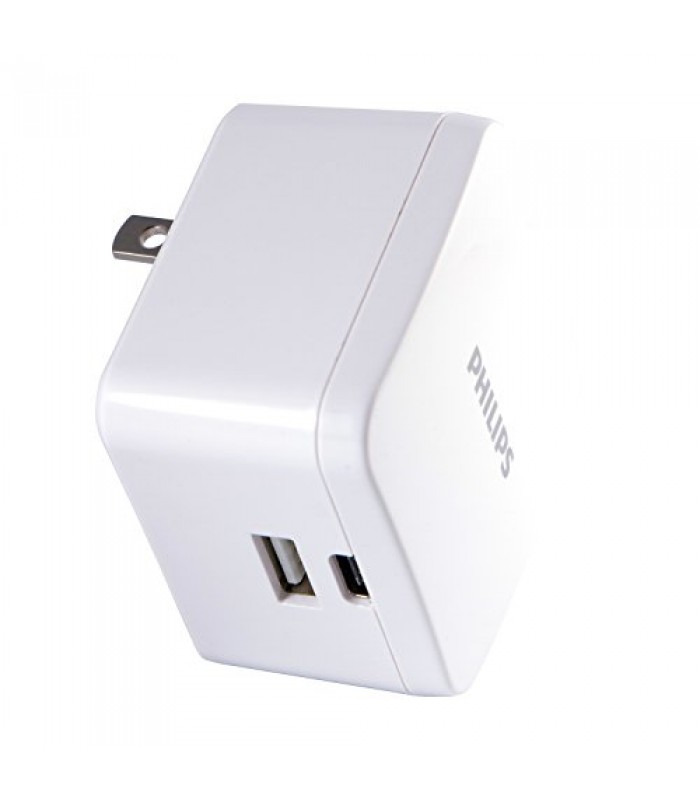 Philips 22.5W 4.5A Dual USB Wall Charger with USB-A and USB-C