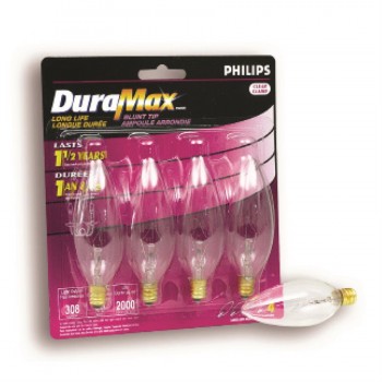 Philips Duramax Bulb B10 Incandescent Chandelier 40W Small Base Clear - Pack of 4